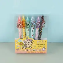 Carte de stylo neutre à pression, séries du monde coloré Kawaii 6 pièces/ensemble, papeterie scolaire et de bureau