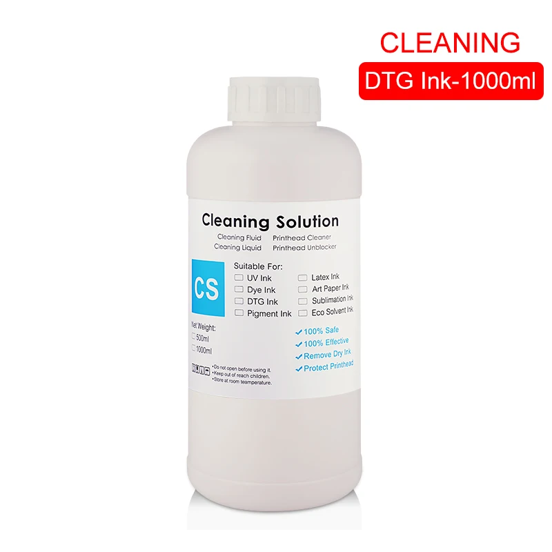 Cleaning Solution 1000 мл чернила dtg для рисования на ткани одежды чернила для DX5 DX6 DX7 DX10 печатающая головка для Epson 1390 R1900 R2000 F2000 F2100(7 видов цветов на выбор - Цвет: Cleaning Solution