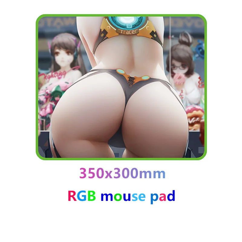 Menina сексуальный коврик для мыши rgb grande jogo gamer led computador tapete grande com luz de fundo para teclado mesa для Overwatch OW - Цвет: 350x300mm