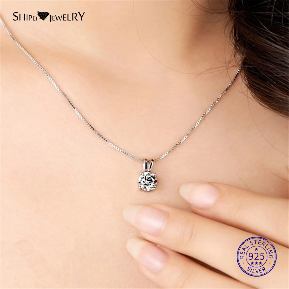 Shipei, 925 пробы, серебряное ожерелье, хорошее ювелирное изделие, 8 мм, круглая подвеска, ожерелье для женщин, рождественский подарок