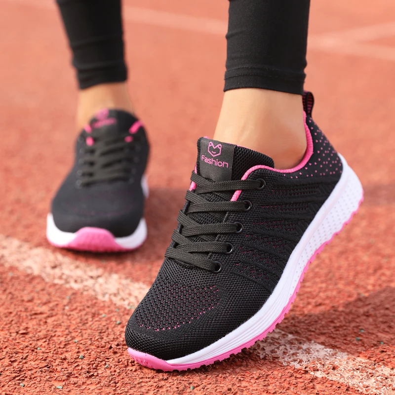 Walking Sneakers | Sport Shoes | Walking Shoes - Fashion Lace-up Black Sport  Shoes Women - Aliexpress