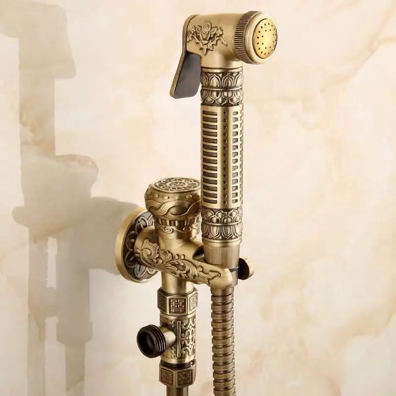 Vidric Wall Mounted Brass Bidet Faucet Toilet Sprayer Tap Antique
