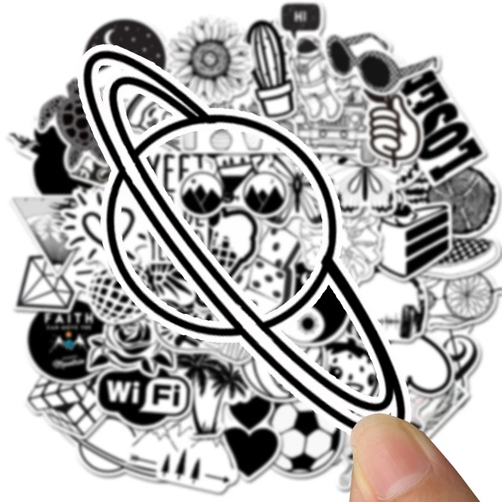 VSCO Stickers for Kids - Black and White Waterproof Decals for Suitcase, Laptop, Car, Bicycle, Helmet - Classic Toy image 4