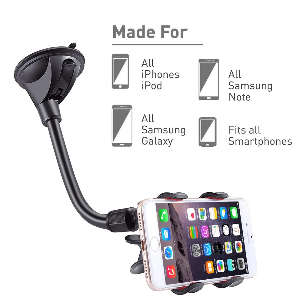 

Universal Car Phone Holder Windshield Long Arm Clamp Mount Strong Suction Cup Stand For iPhone 11 Samsung Xiaomi Huawei Support