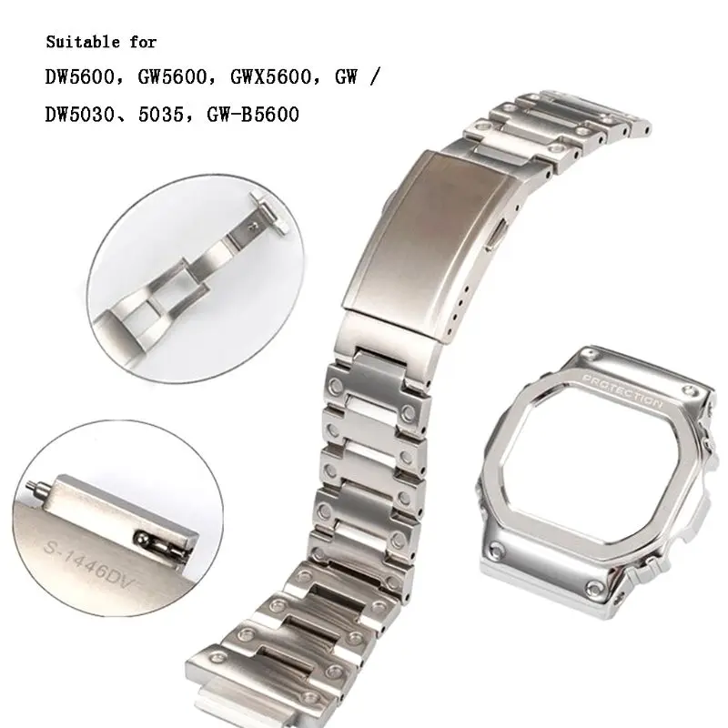 

2020 New Metal Wristband Strap Watch Case Cover for DW5600 GW5600 GWX5600 GW/DW5030 5035