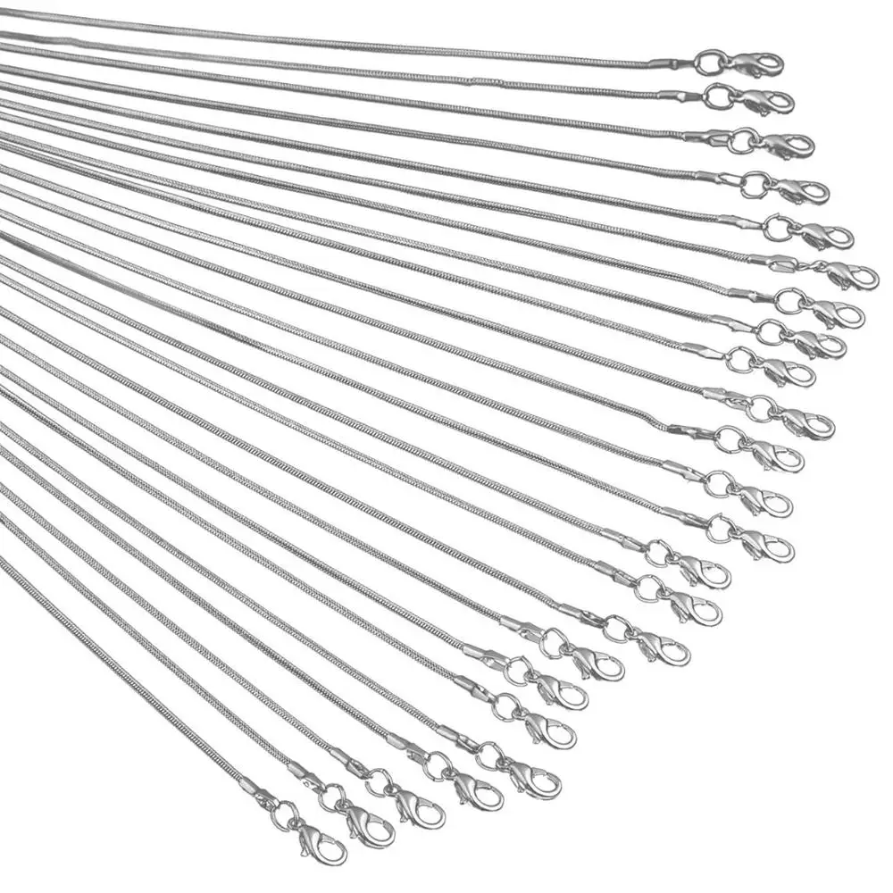 

12 piece 1.2mm DIY Snake Chain Charms Link Necklace with Lobster Clasps for Jewelry Making
