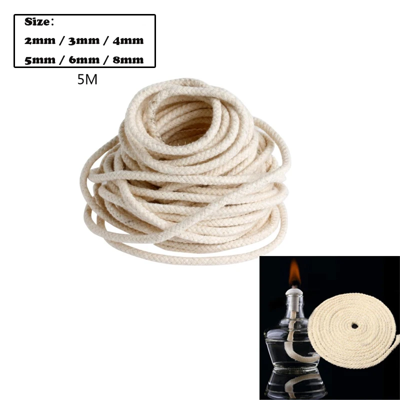 Round Cotton Wick Burner 5M long Kerosene Alcohol lamp Torch Oil Wine Bottle Accessory