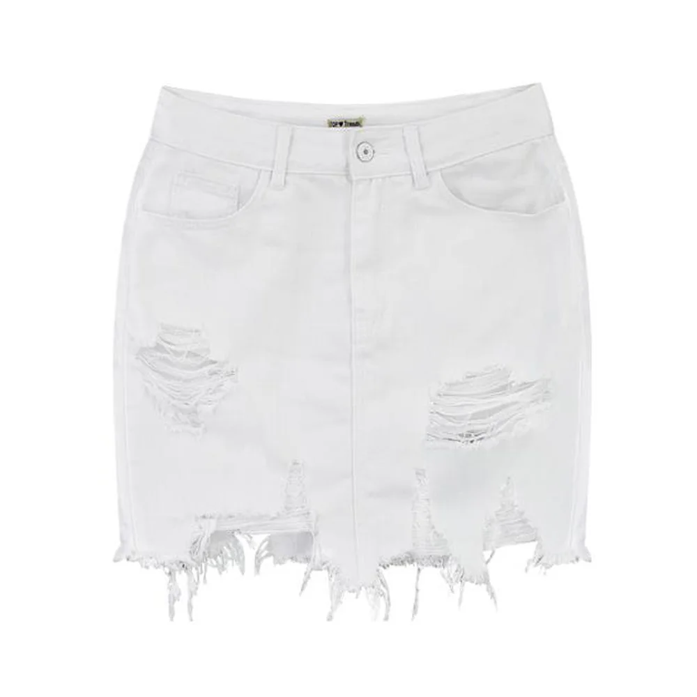 Falda de Jean blanca para Falda de tubo Sexy rasgada Con para fiesta Club, minifalda ajustada para verano, 2022 _ - AliExpress Mobile