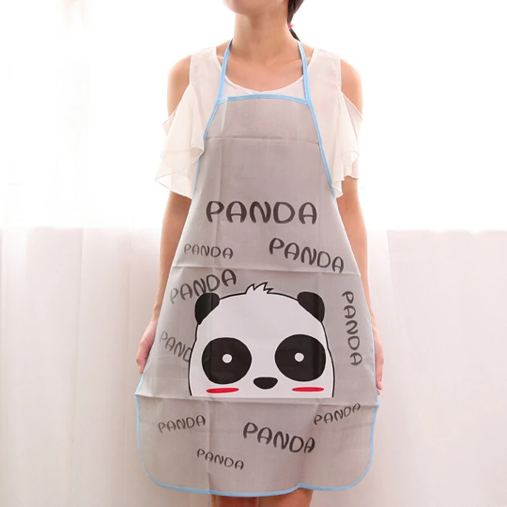 Waterproof Sleeveless Cartoon Apron Household Bibs Cooking Aprons for Women Kitchen Adult Anti-Oil Aprons Cleaning Accessories - Цвет: Panda