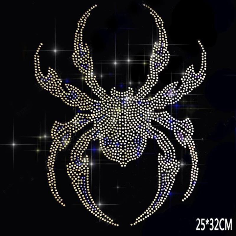 

Spider patches design stone sticker hot fix rhinestone transfer motifs iron on crystal transfers design strass iron for shirt