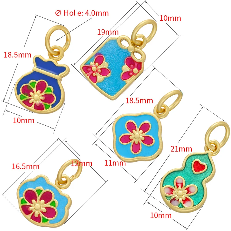 ZHUKOU – pendentif antique cloisonné de couleur or pour femmes, bricolage, collier, bijoux, boucles d'oreilles, accessoires, vente en gros, VD907
