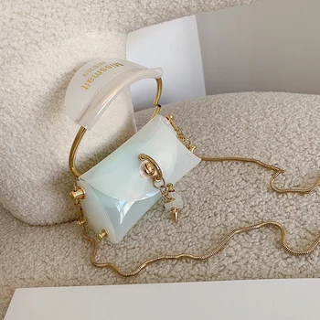 

NEW Original Design Fashion Transparent Handbag & Elegant Chain Cross-body Bag Width 12cm Height 7cm Thickness 6cm