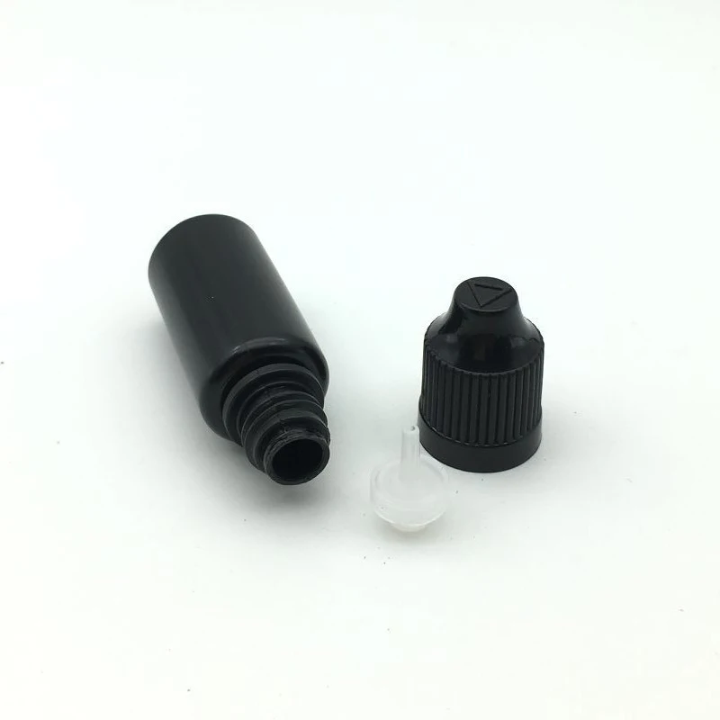

2pcs Soft 10ml Black PE Plastic Dropper Bottle Empty Refillable Liquid Bottle With Colorful Childproof Cap Vial