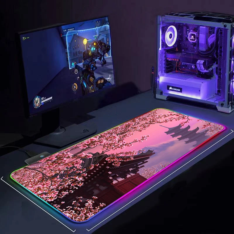 Mount Fuji RGB Mouse Pad Large Kawaii Gaming Accessories PC Gamer Completo Computer Varmilo Keyboard Desk Mat Large XL Mousepad