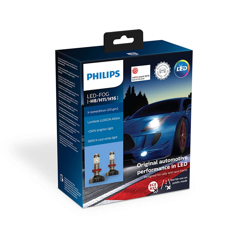 PHILIPS автомобиль LED Передний противотуманный свет 11366XUWX2 для H11 /H8 /H16 головное освещение освещение примерка