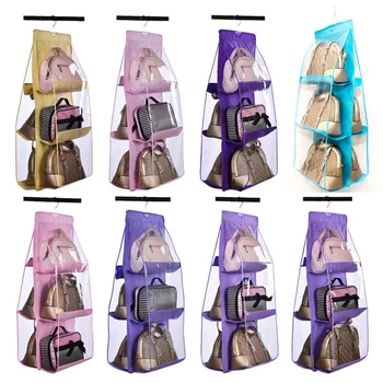 

Hanging Handbag Organizer Dust Proof Storage Holder Bag Wardrobe Closet for Purse Clutch with 6 Pockets Clear Bag Organizers