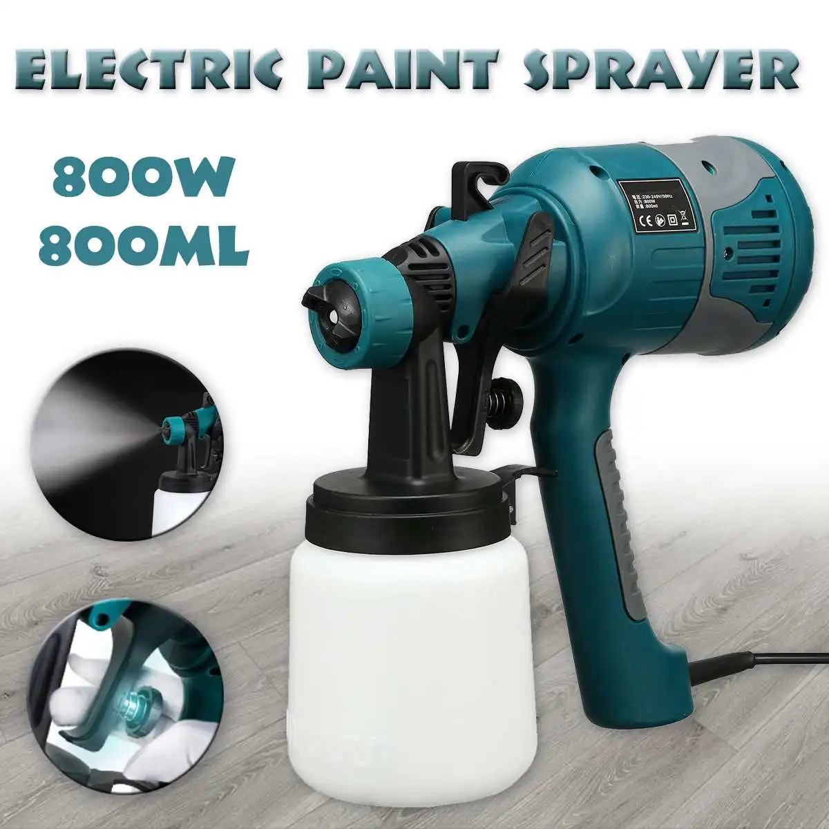 

230-240V Electric Spray Guns Electric Paint Sprayer Painting Compressor with 800ml Pot Nozzle for Walls Door Windows Fences 800W