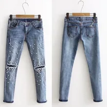 Женские однотонные синие джинсы с вышивкой, повседневные женские брюки, обтягивающие штаны для фитнеса, обтягивающие осенние Стрейчевые джинсы, уличная женская одежда