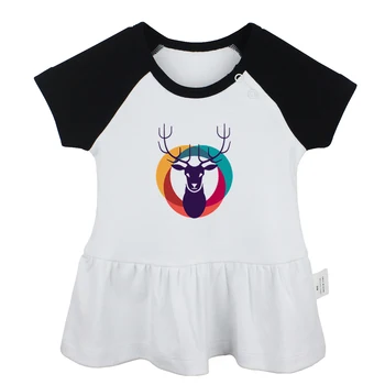 

Beautiful Colorful Deer Cute Christmas Reindeer FAMOUS STARS Symbol Newborn Baby Girls Dresses Toddler Infant Cotton Clothes