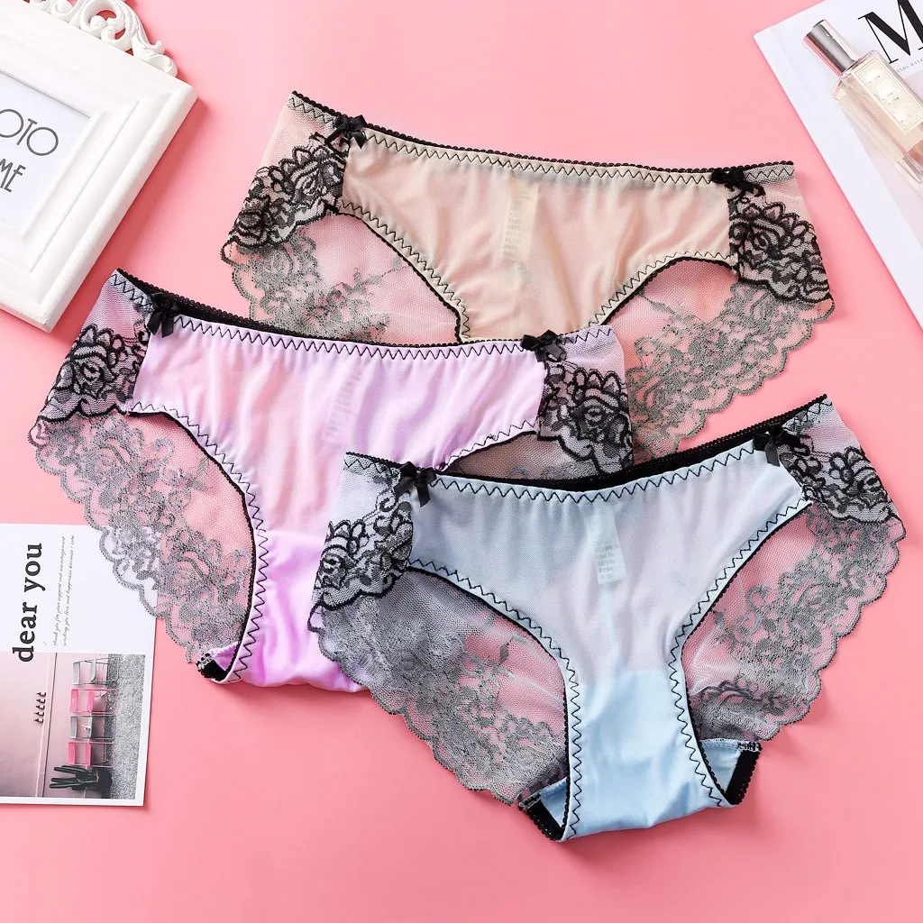Women Lace Pants Fashion Embroidery Panties Summer Sexy Lace High Elastic Underpants Panties Underwear Сексуальное Белье