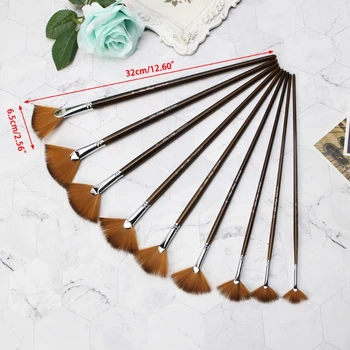 

2020 New 9Pcs Fan Shape Brush Painting Pen Set Nylon Hair Acrylic Watercolor Art Supplies