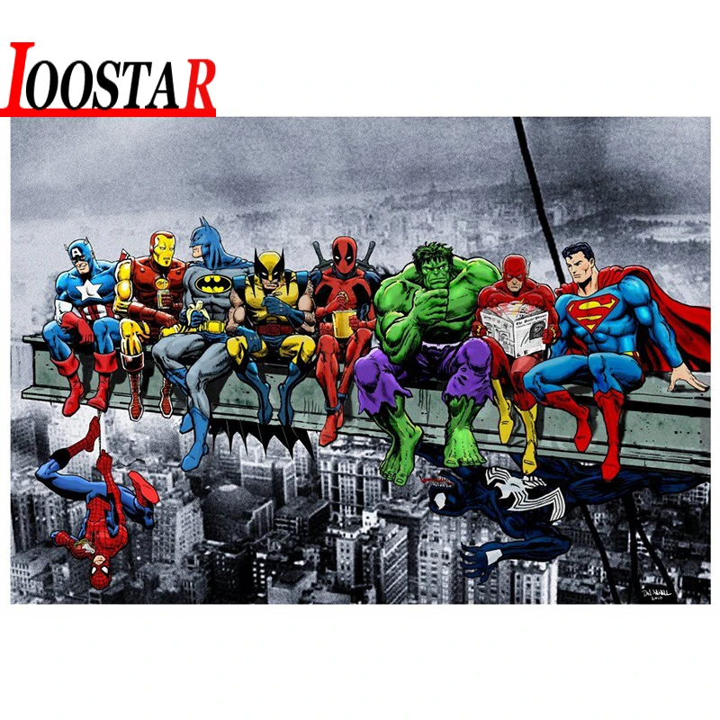 Алмазная вышивка 5D для рукоделия крестом Superheros Marvel квадратная круглая мозаика
