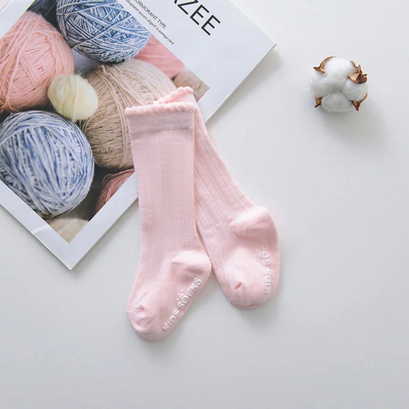 pink 1 Новые детские носки для маленьких девочек с большим бантом; длинные мягкие хлопковые кружевные детские носки; kniekousen meisje - Цвет: pink 1