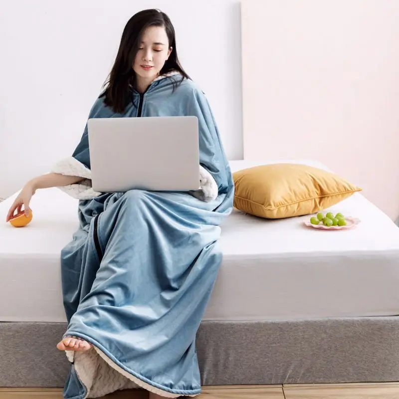 

Women Men Winter Wearable Blanket Soft Shaggy Plush Shawl Sofa Warm Throw Wrap