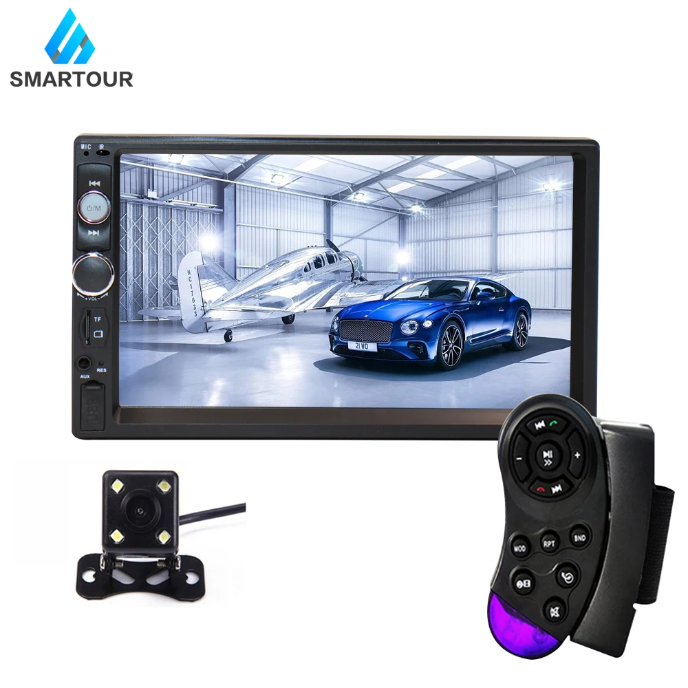 

Smartour 2Din 7018B 7" Touch Screen In Dash Bluetooth Car MP5 Player FM Radio Audio Video Media Player With Rear View Camera