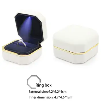 

Chic LED Light Ring Necklace Holder Jewelry Storage Box Case Container Organizer 2 Button Batteries Durable Exquisite Metal Lint