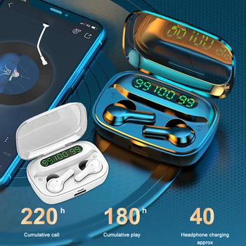 

Wireless Bluetooth Earphone Touch Control Wireless Headphone Sports Waterproof LED TWS Earbuds Headsets With Microphone 2000mAh