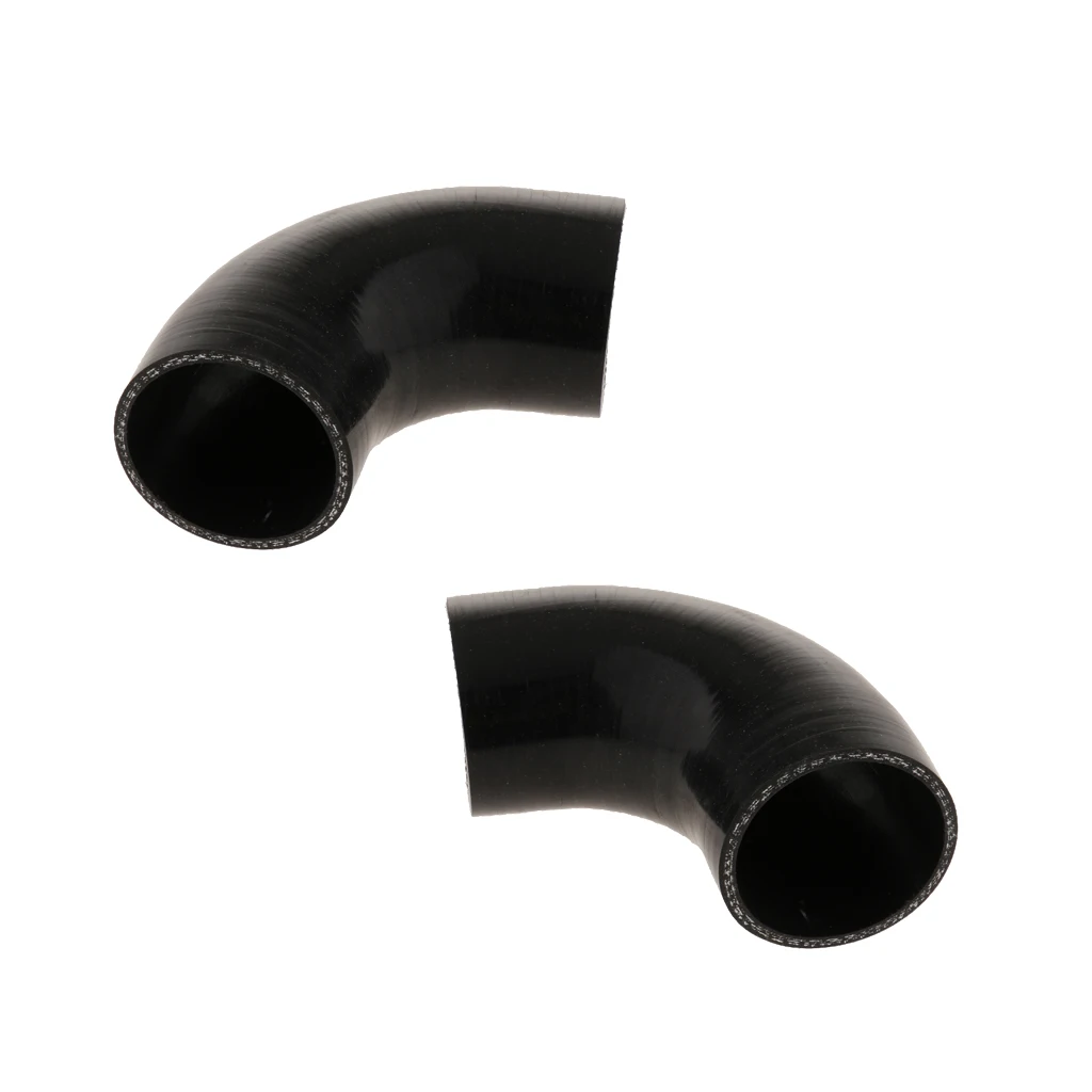 2Pieces 90 Degree 4-Ply High Performance Elbow Coupler Silicone Hose for Auto Car 2.5inch/63mm Black