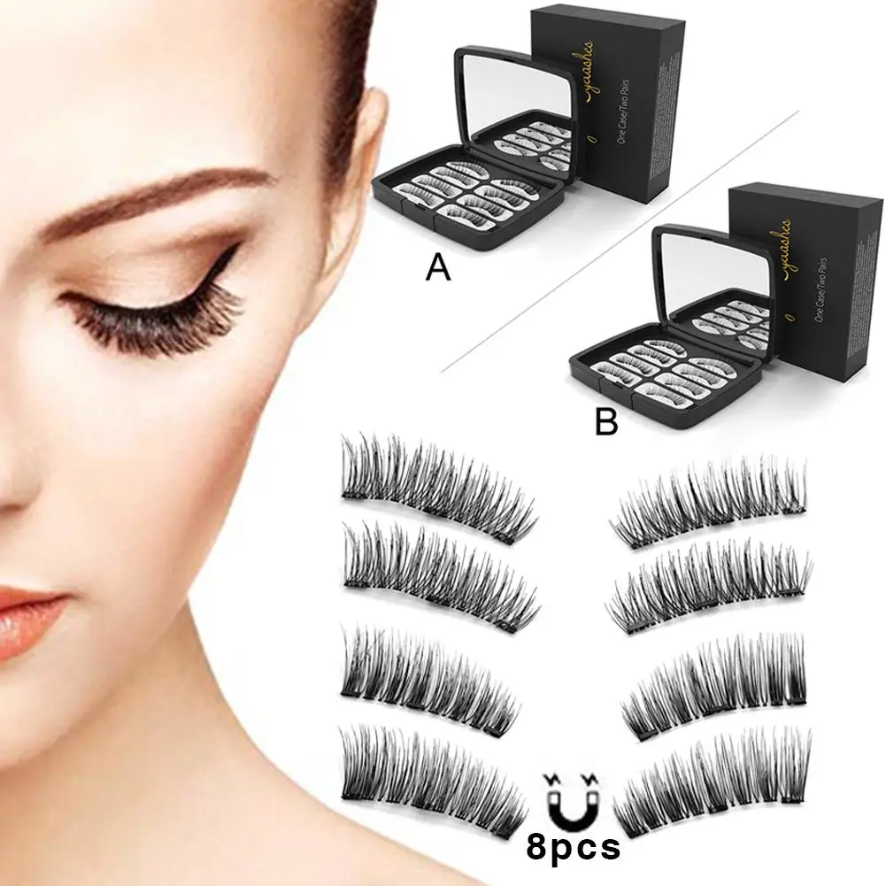 

8PCS Magnetic Eyelashes Natural False Eyelashes Magnetic Lashes Reusable Eye Lashes 3D Comfortable Makeup Extension Gift-box
