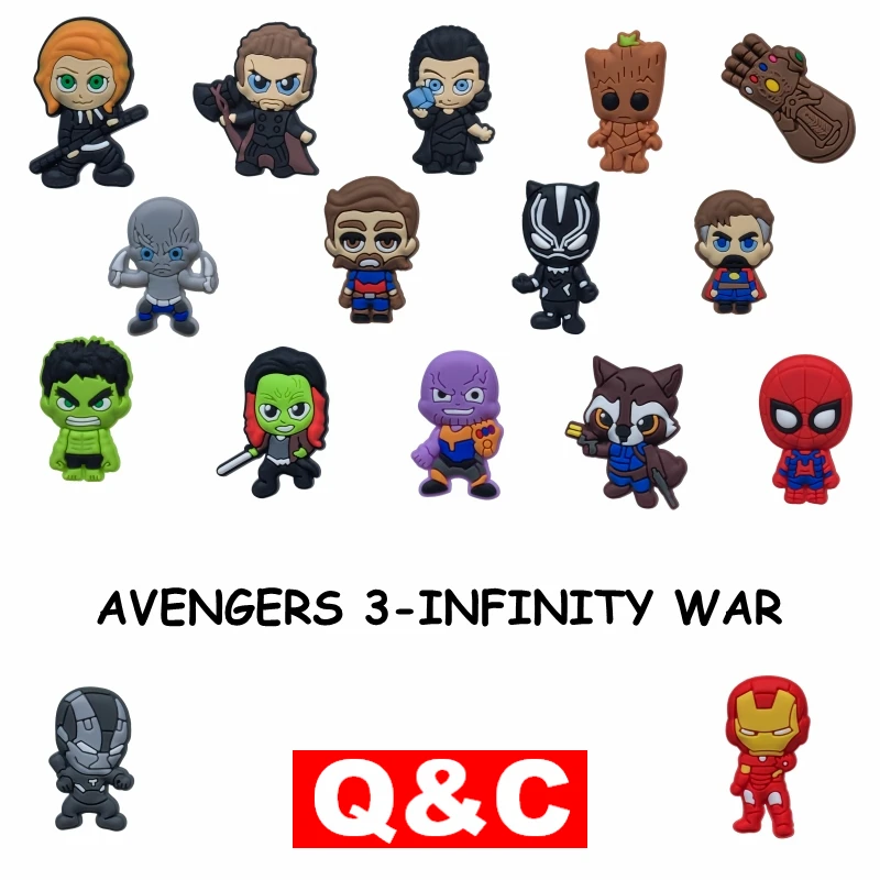 10 шт. Мстители 3-INFINITY WAR ПВХ обувь амулеты аксессуары для обуви украшения обуви пряжки аксессуары подходят браслеты Croc J