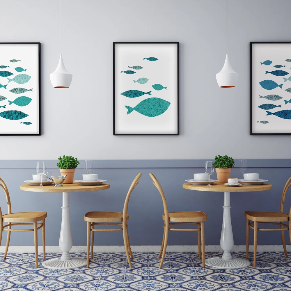 Elegant-Poetry-Mediterranean-Style-Marine-Fish-A4-Canvas-Painting-Art-Print-Poster-Picture-Wall-Home-Decor