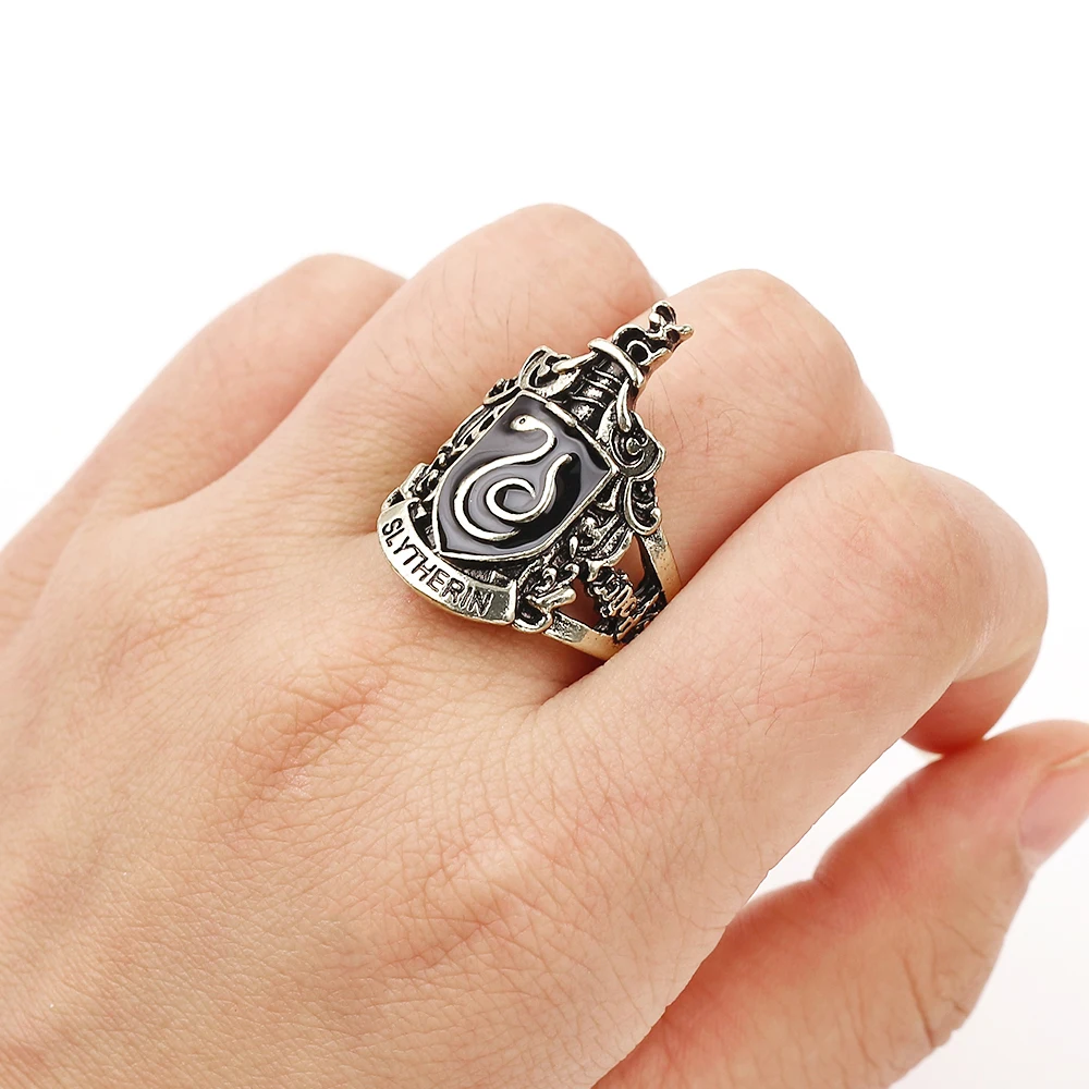 Магическое школьное кольцо Хогвартс Гриффиндор Ravenclaw Hufflepuff школа Слизерин Логотип кольца для мужчин значок Косплей подарки аксессуары