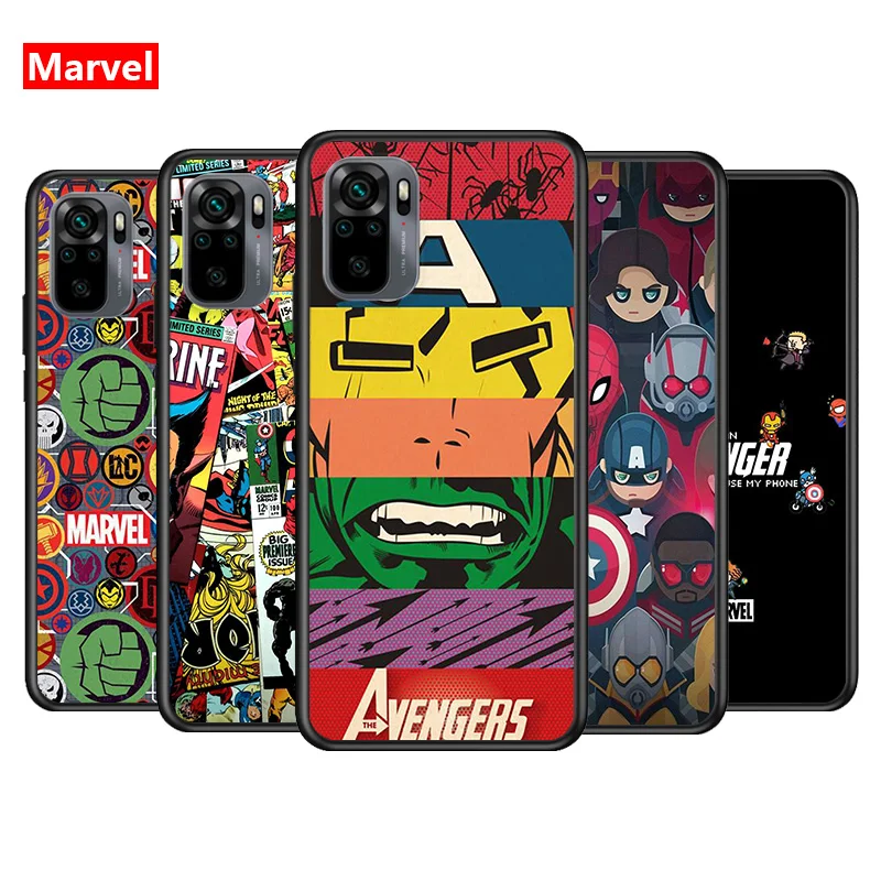 Силиконовый чехол для телефона из мягкого ТПУ с логотипом Marvel Мстители Xiaomi Redmi Note