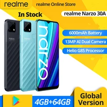 realme Narzo 30A Global Version Smartphone 4GB 64GB Helio G85 6.5 Inch Fullscreen 13MP AI Dual Camera 6000mAh 18W Quick Charge