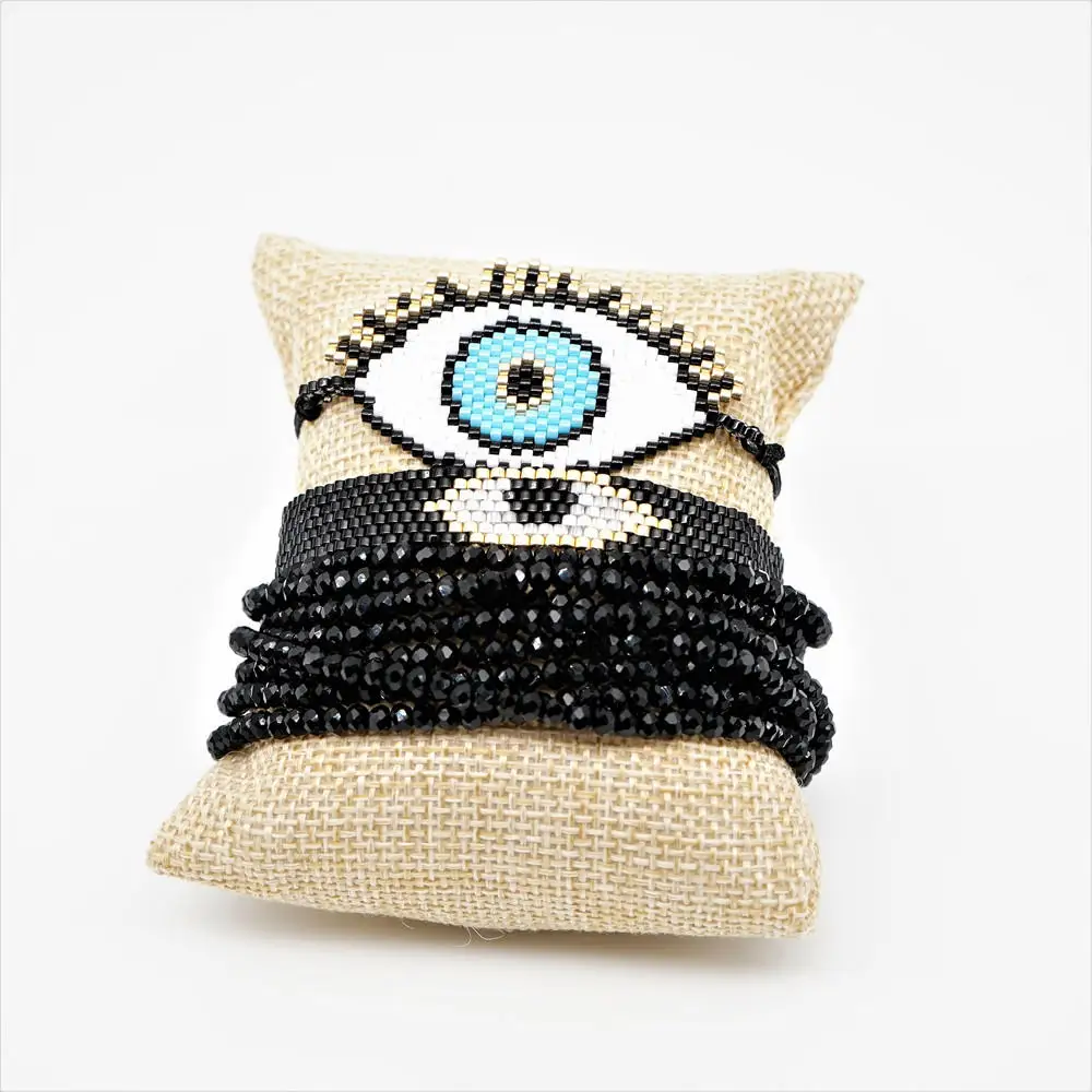 Go2boho MIYUKI браслет evil Eye синий глаз браслеты Pulseras Mujer Moda Кристалл Вечерние ювелирные изделия женский браслет с кисточками для ношения выше локтя ручной работы