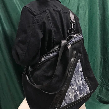 

Hip-Hop Shoulder Bags Double-Sided Beggar Big Messenger Bag Large Capacity Camouflage Print Zipper Shoulder Bags For Men