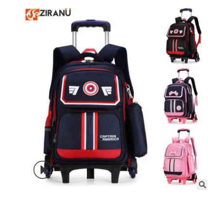 Детский рюкзак на колесах ZRY школьный ранец для девочек сумка-тележка школьные