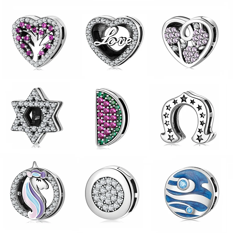 Jewelry-Making Bracelet Beads Charm Cz-Clips Reflections 925-Sterling-Silver Heart Original