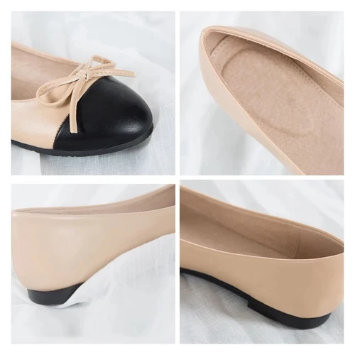 TIMETANGBig Size42Ballet 플랫 슈즈 여성용 슬립온 소프트 발레리나 작업화, 블랙 베이지 캐주얼 슈즈 4