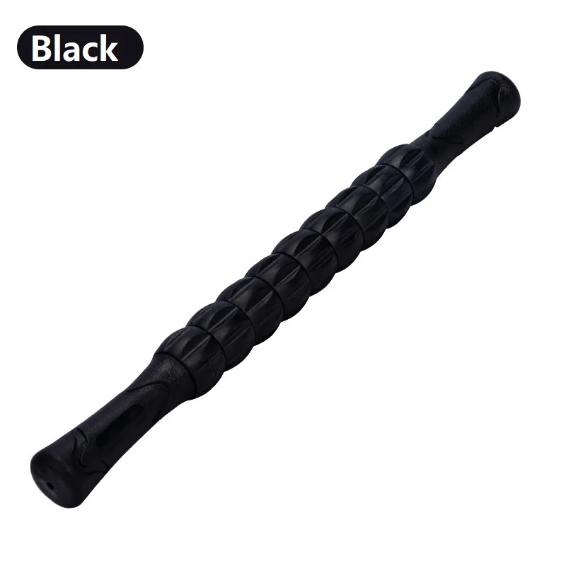 44 см зубчатая Массажная палка для йоги, массажная ось для глубокого расслабления мышц, индивидуальное образование, роликовая пластиковая роликовая палочка для фитнеса - Цвет: black