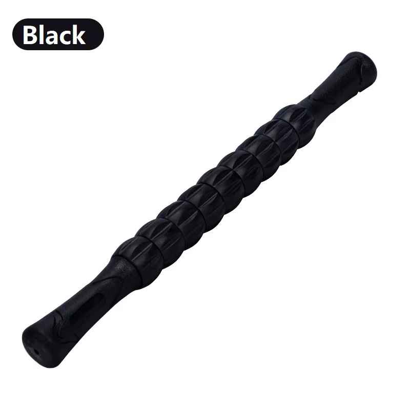 black 44 см зубчатая Массажная палка для йоги, массажная ось для глубокого расслабления мышц, индивидуальное образование, роликовая пластиковая роликовая палочка для фитнеса - Цвет: black
