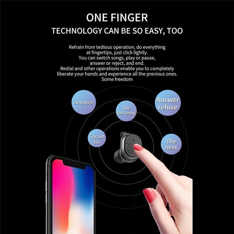 True Wireless Bluetooth 5.0 Headphones Smart Touch TWS Wireless Earphone Sport Stereo Earbuds Handsfree Hedset with Charging Box