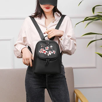 

Oxford Waterproof Backpack Flower Women Girls School Students Zipper Knapsacks Shoulder Bag Multifunctional Bag