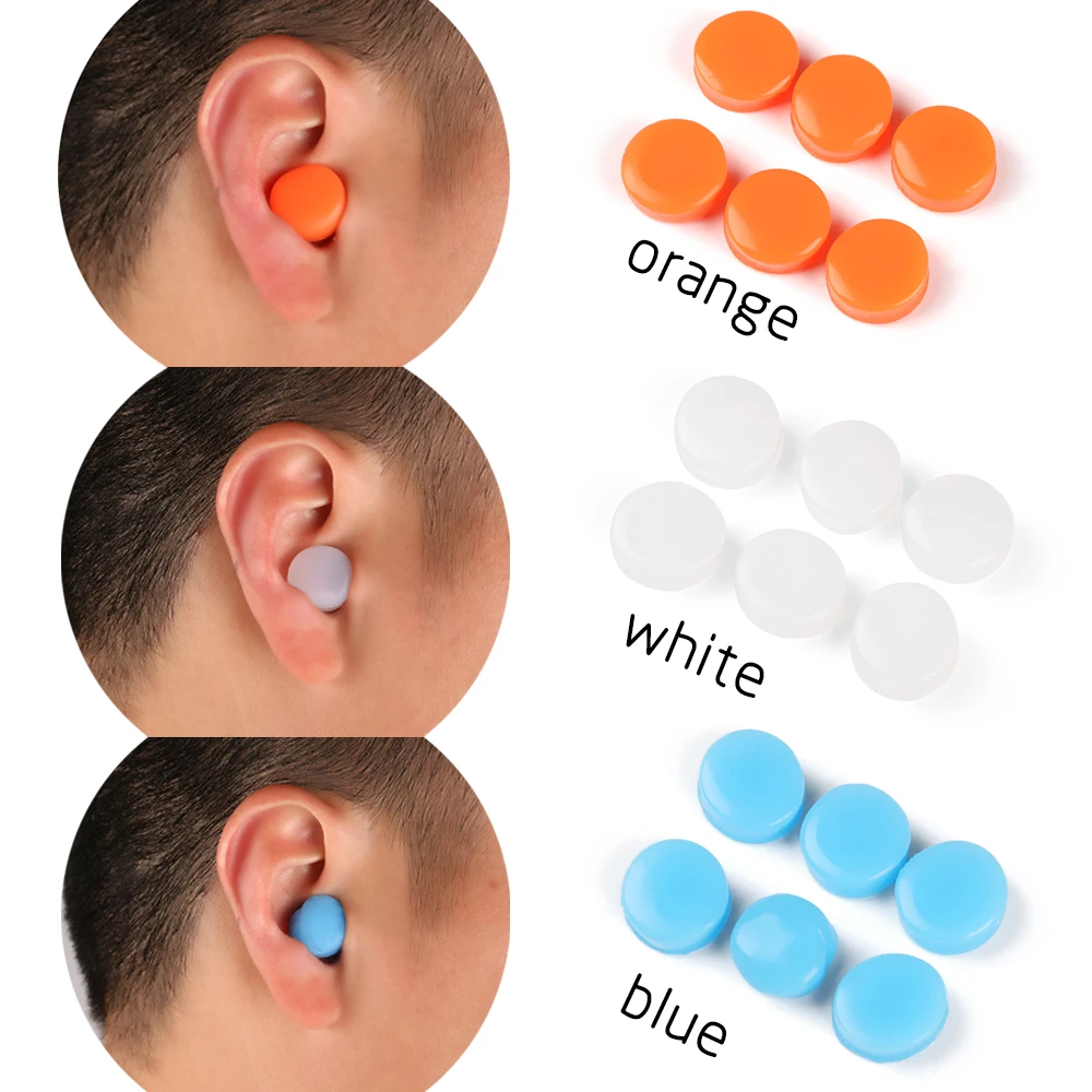 

3 Pairs Environmental Swimming Sleeping Anti-noise Waterproof Earmuffs Soft Silicone Ear Plugs Anti-noise Diving