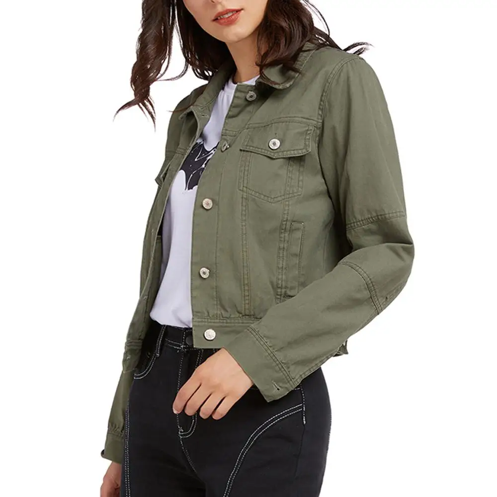 

2020 New Arrival Fashion Women Short Basical Jeans Jacket Coat Slim Full Sleeves Single Breast Slim Women Denim Jacket