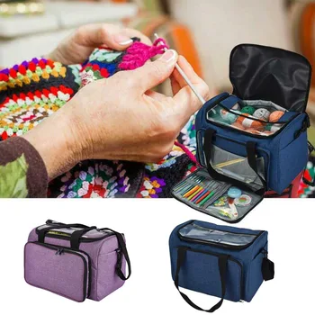 

DIY Knitting Bag Big Capacity Yarn Storage Bag For Thread Wool Crochet Hook Sewing Kit Organizer Bag For Women Mom Travel Gift